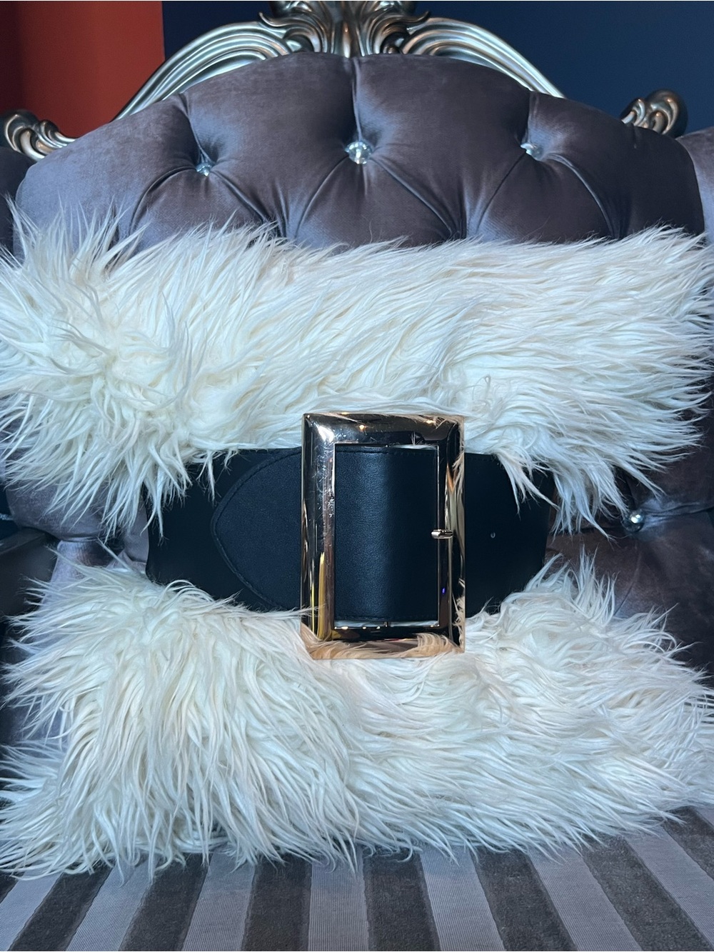🖤✨ Black Wide Stretch Cinch Belt with Bold Gold Buckle 🌟👑